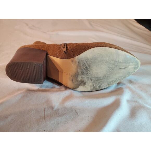 Chelsea & Violet Women’s Jane Suede Side Zip Ankle Boots Pointed Brown Size 6.5M - Picture 10 of 13